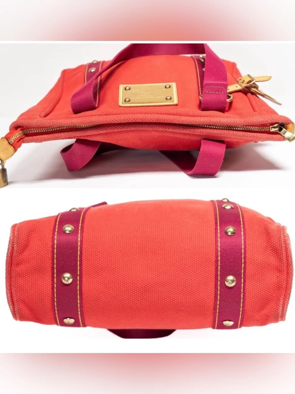 LOUIS VUITTON Cabas Antigua MM Red Purple Tote EUC